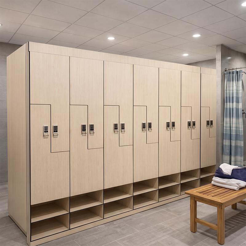 Casier vestiaire Compacto finition bois avec compartiments individuels